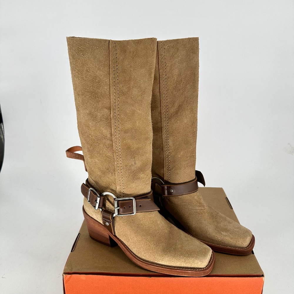 NWOT Free People We The Free Denver Double Buckle Harness Boots Suede Boho 7‎